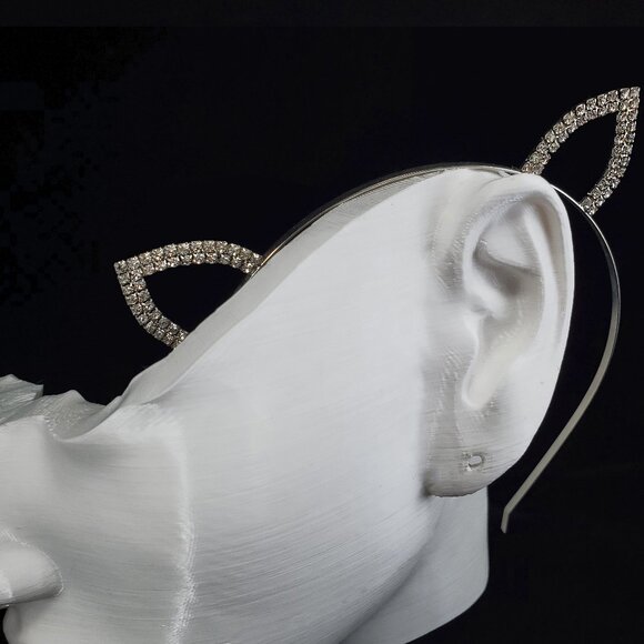Rhinestone cat ear headband silver - Picture 3 of 8